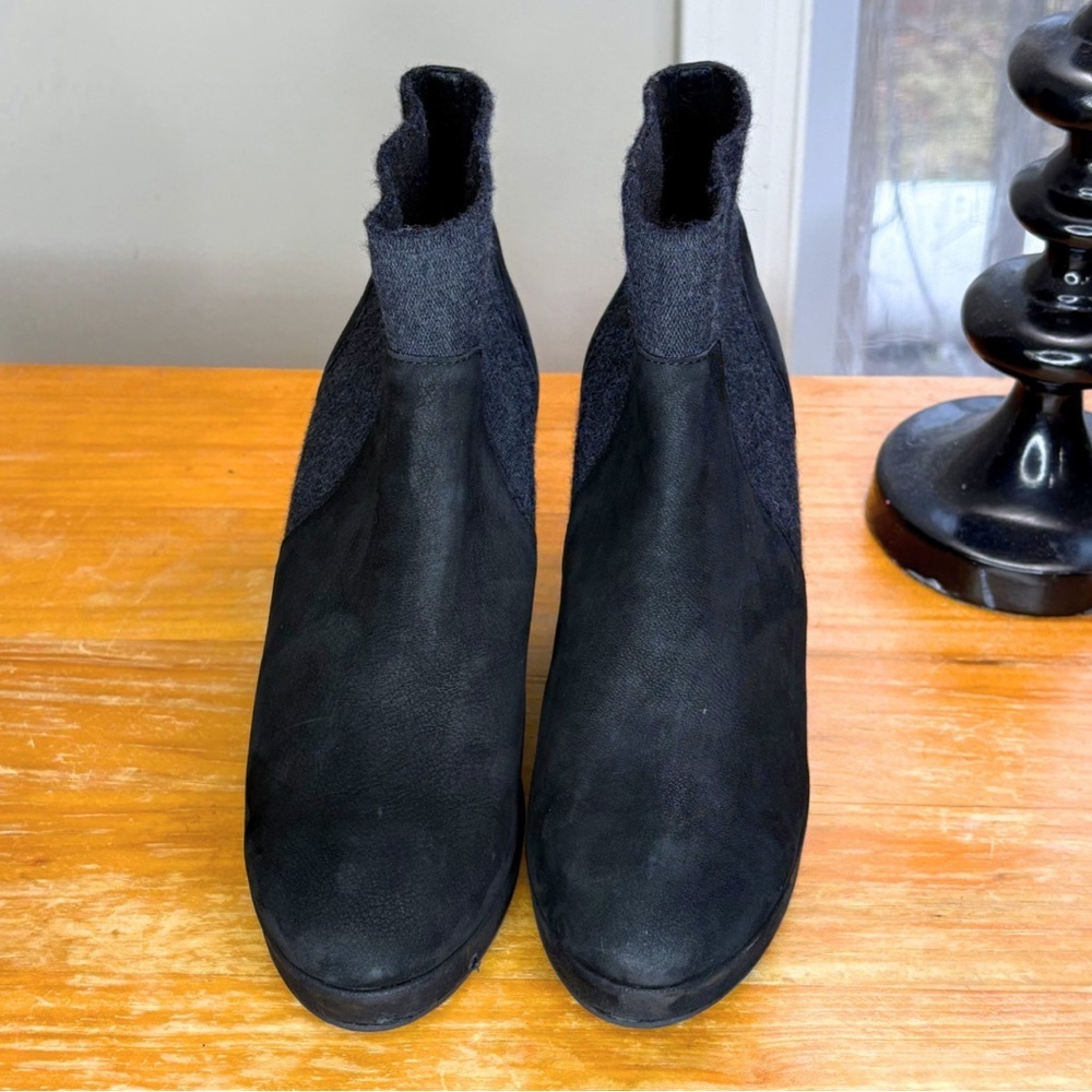Eileen Fisher Nubuck Leather Block Heel Booties - Picture 5 of 12